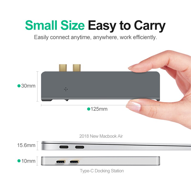 Dual Port Usb Type-C Hub Naar Hdmi Lezen Kaart Pd Opladen USB3.0 Docking Converter