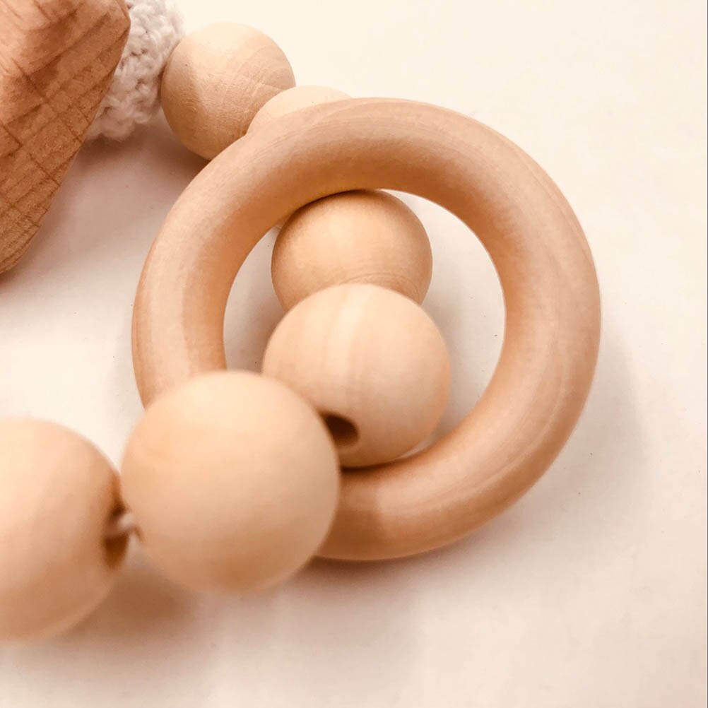 Massaggiagengive in legno bracciale per bambini gioielli a forma di animale dentizione per passeggino sonaglio in legno organico perline in silicone