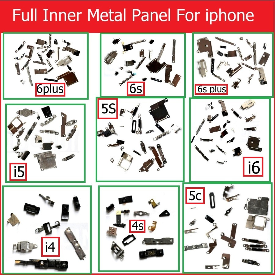 Full Body Innerlijke Kleine Metalen Ijzer Onderdelen Voor Iphone 4 4S 5 5c 5S 6 6S Plus kleine Houder Beugel Shield Plaat Set Kit Telefoon Onderdelen
