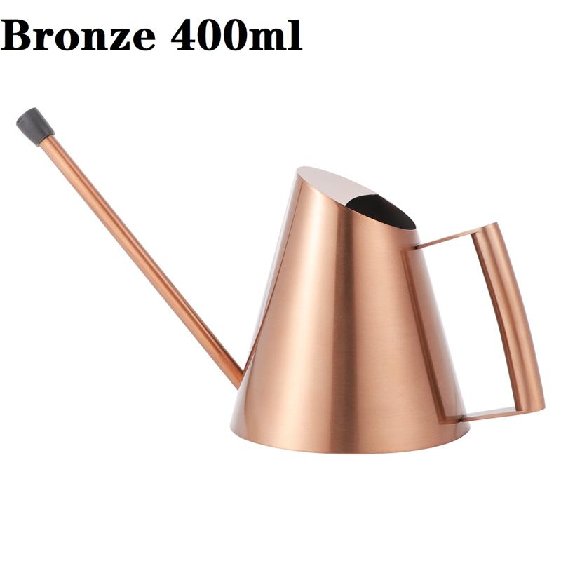 1pc 400/900/1500ml Stainless Steel Watering Can Long Mouth Watering Kettle Easy Use Handle For Succulent Watering Gardening Tool: Bronze 400ML