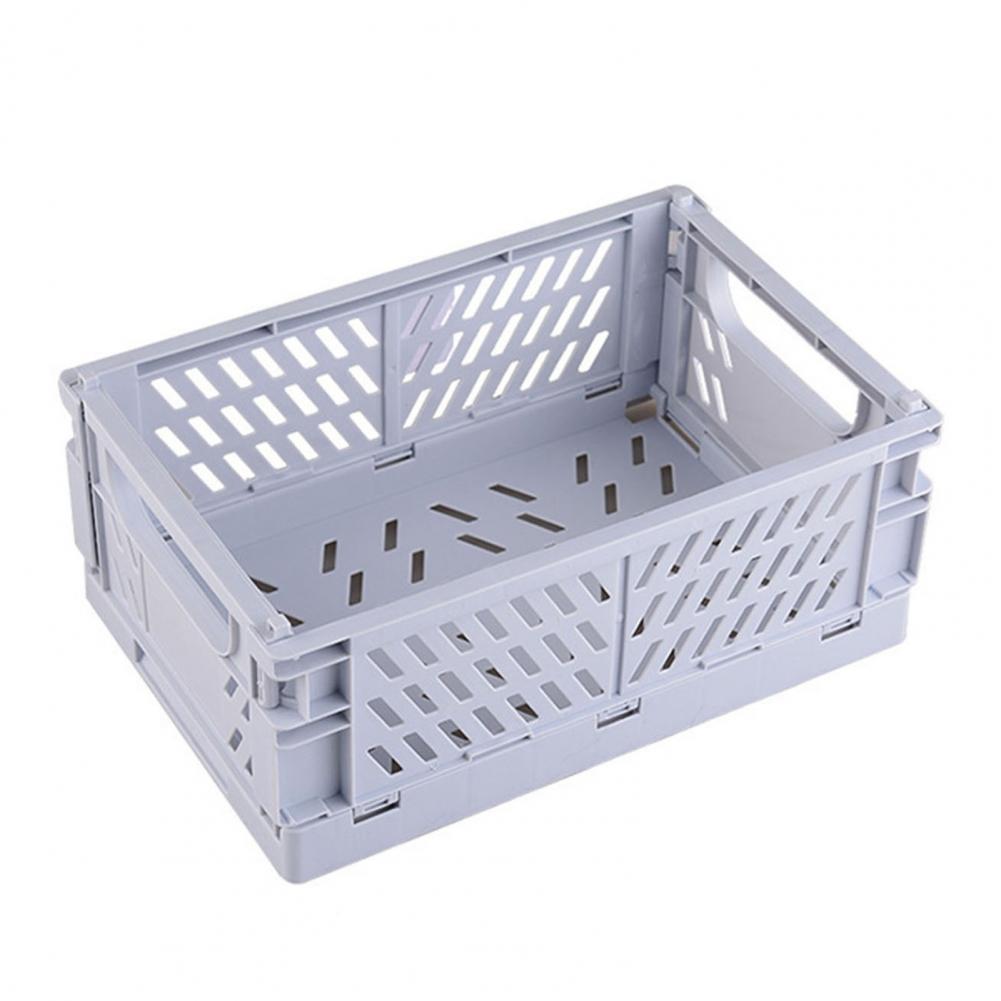 Storage Crate Stackable Large Capacity Multifunctional Foldable Kitchen Warehouse Basket: Light Blue L