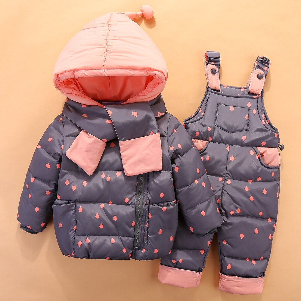 Winter Kinderen Eend Donsjack Voor Jongens Meisjes Kids Kleding Set Rompertjes + Jas Kleding Dikke Winter Kleding Voor 2-3-4 Jr