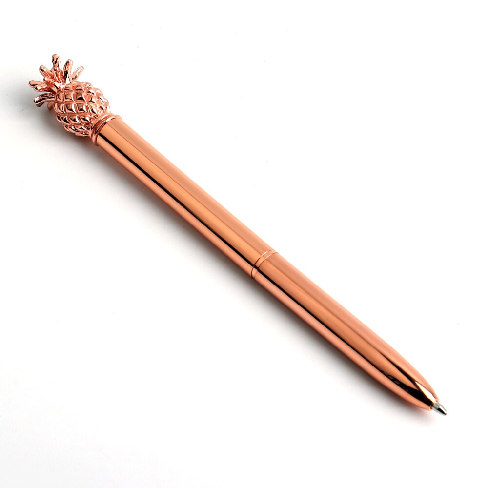 GENKKY Ballpoint Pen Pineapple Style Metal Material Sceptre Pens For School Office Colors Glossy Silver Gold Rosegood To Choose