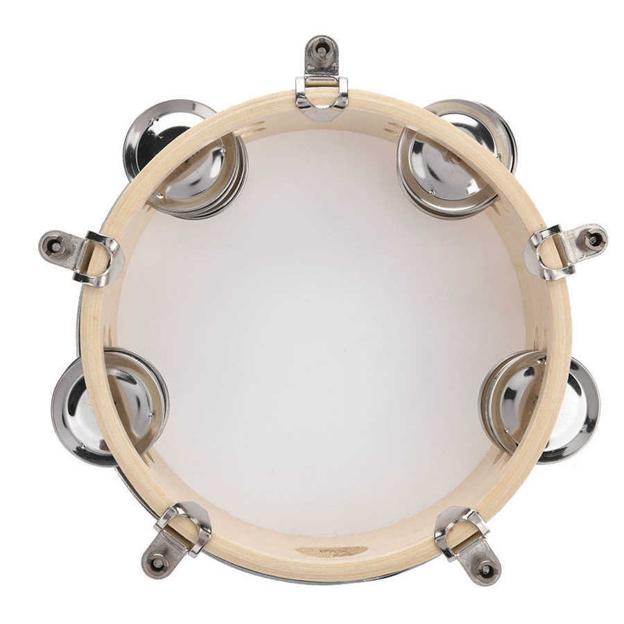 6"/8" Tunable Wood Tambourine Hand Percussion Musical Instrument KTV Rhythm: Default Title
