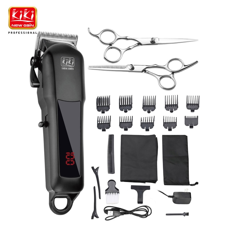 KIKI NEWGAIN-cortadora de pelo NG-888A, recargable, cortador de cabello con tijeras y pantalla Lcd