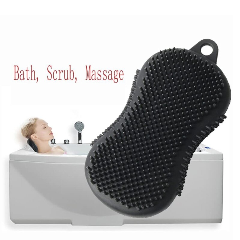 2 pz spazzola da bagno in silicone bifacciale esfoliante lavasciuga doccia bagno shampoo spazzola massaggiatore del cuoio capelluto per la crescita dei capelli