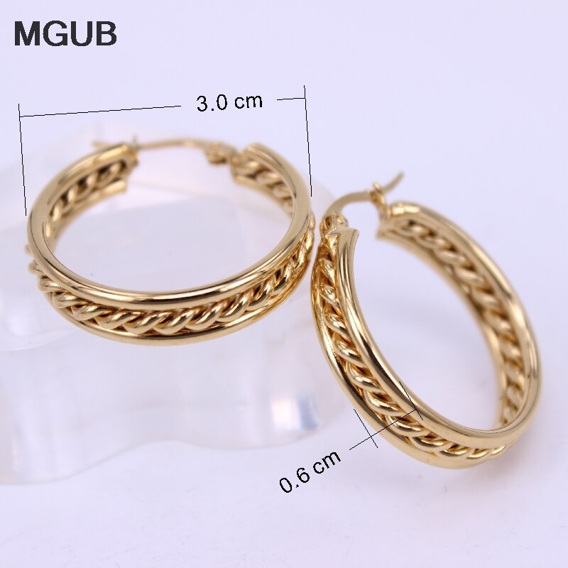 MGUB acier inoxydable tresse boucle d'oreille couleur or 6mm large accessoires pour femmes 30mm taille Discount LH517