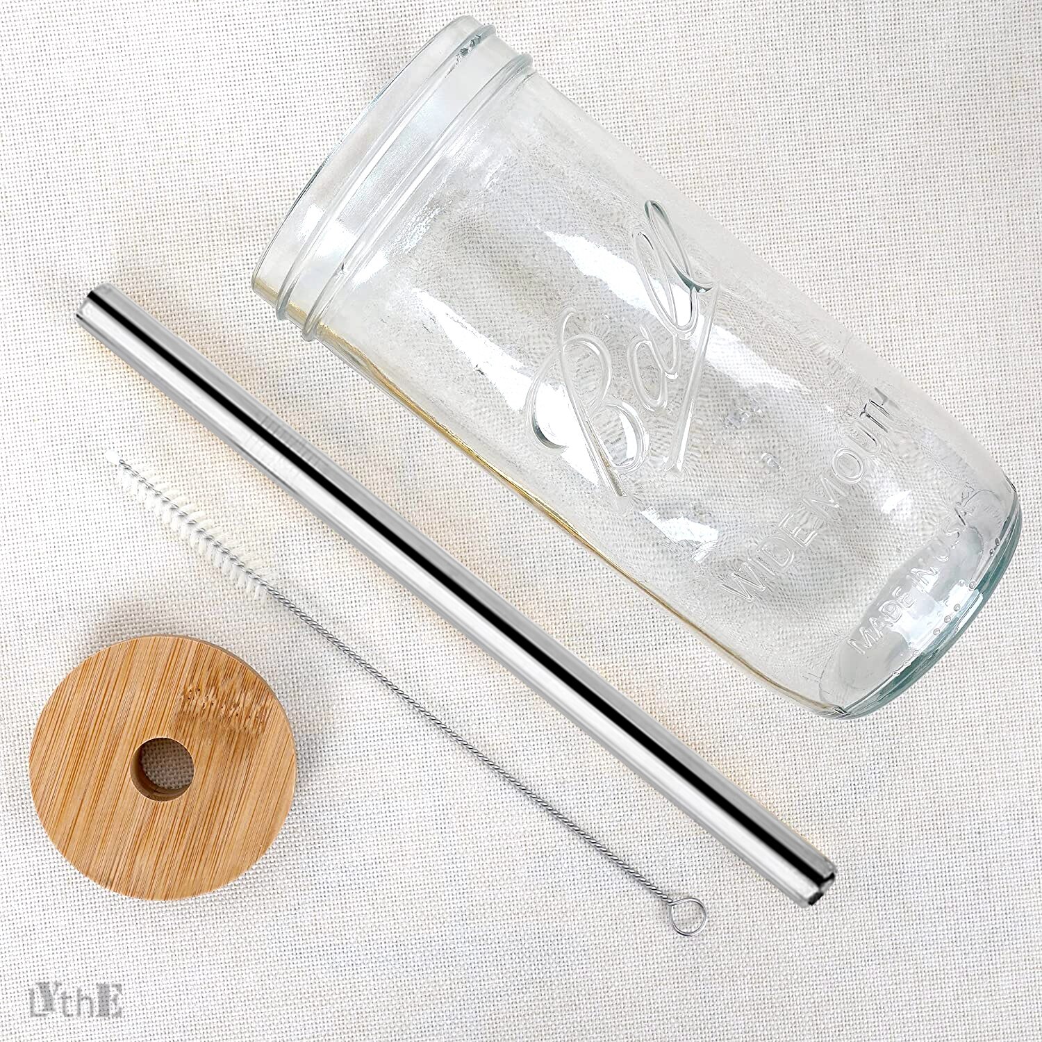 Murare burkar för att dricka kopp bubbla te glaskopp med bambu lock återanvändbar boba smoothiekopp i glas med halmkopp i rostfritt stål: 600ml uppsättningar