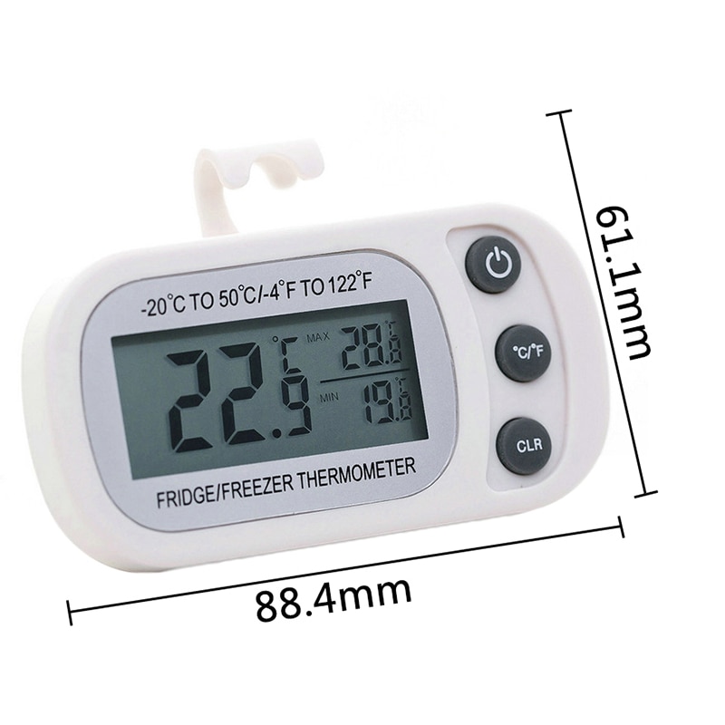 Digital Waterproof Refrigerator Freezer Room Thermometer Max/Min Record Function with Large LCD Display