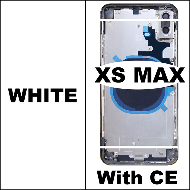 Voor Iphone Xs Xs Max Batterij Back Cover + Midden Chassis Frame + Sim Tray + Side Key Onderdelen Behuizing case Geen Flex Kabel +: XS Max-White - CE