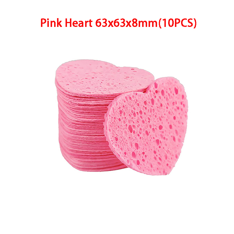 10/20PCS Reusable Face Cleaning Sponge Pad Exfoliator Mask Facial SPA Massage Makeup Removal Thicker Compress Natural Cellulose: Dark pink