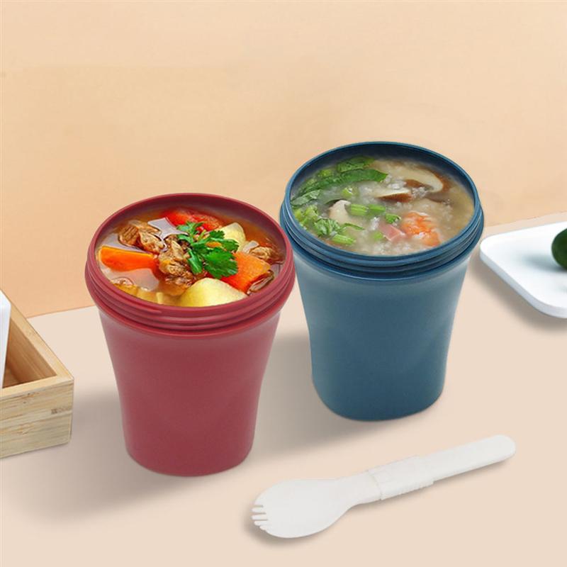Draagbare Verzegelde Soep Beker Met Deksel Microwaveable Soeppan Lunchbox Drinken Beker Met Lepel Voor Pap