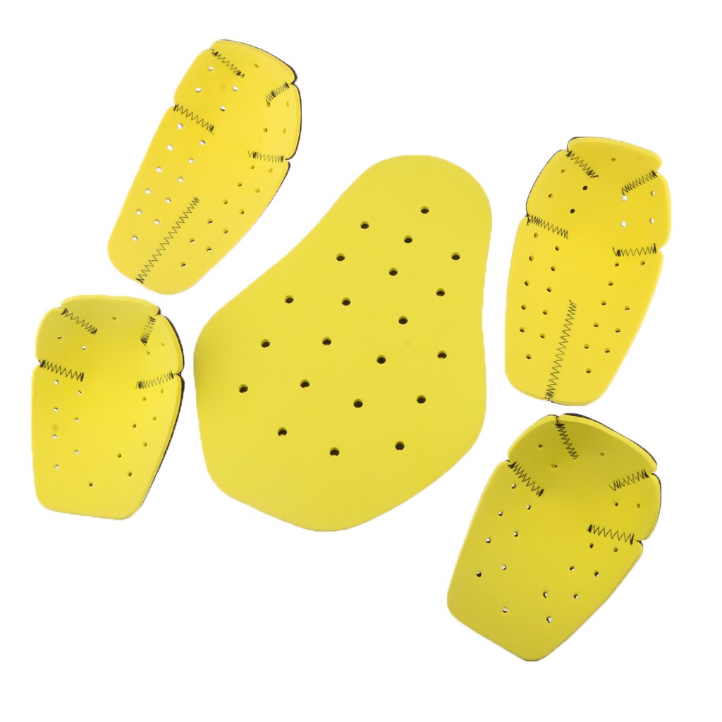 5Pcs Motorcycle Removable Shoulder Elbow Pads Back Guards Safety Protective Gear Set, Black&amp;Yellow