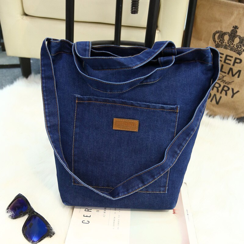 Casual Entwickelt Denim Jean Tote Schulter Tasche Handtaschen Frauen Einkaufstaschen Neue Vintage frauen Handtasche Tragbare: Dark Blue