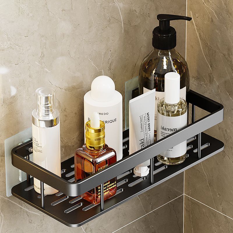 Punch Gratis Wandmontage Badkamer Plank Geen Boor Douche Plank Keuken Organizer Shampoo Rek Make-up Organizer: WHITE