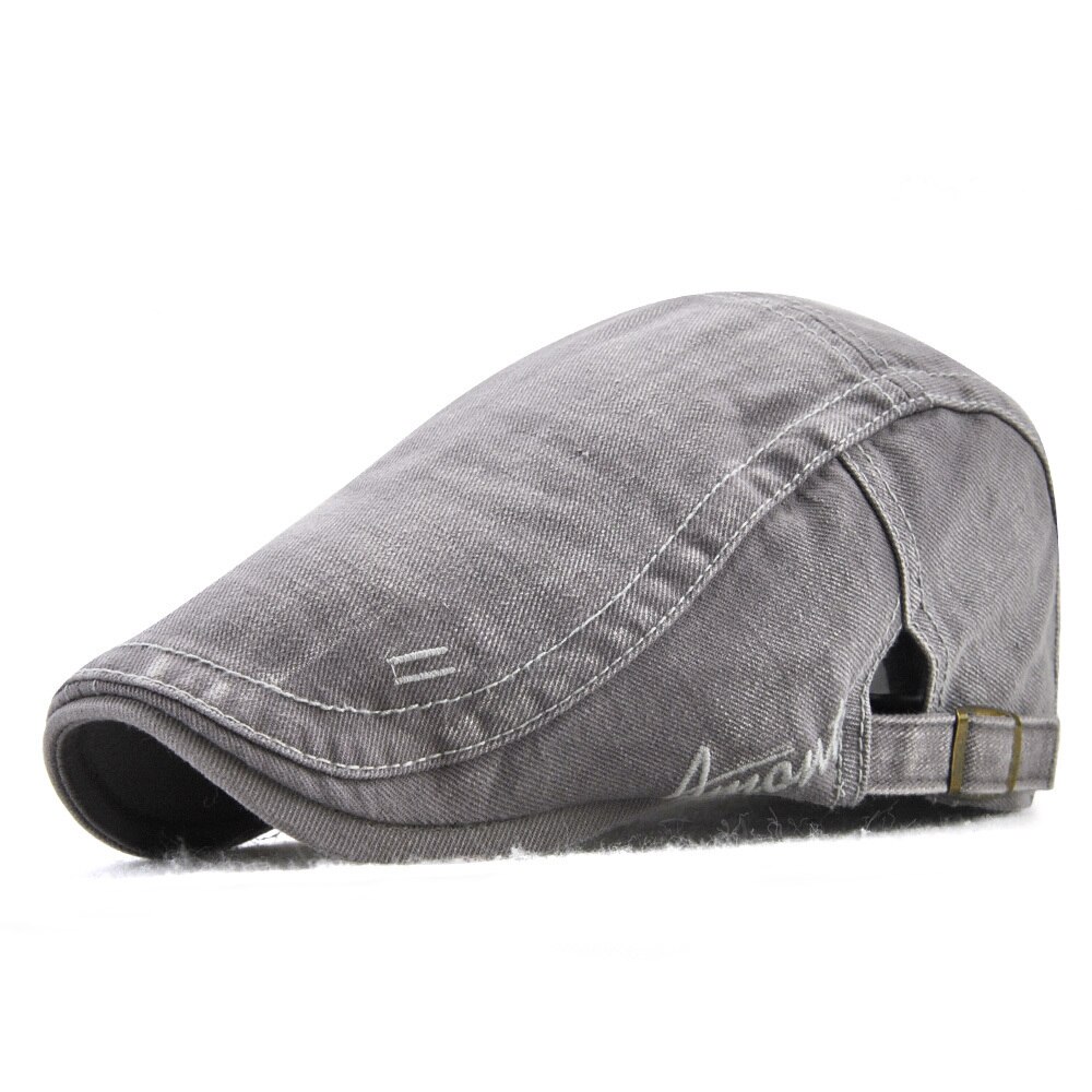Jamont Vintage Mens Cotton Newsboy Caps Hats Hat Man Duckbill Baker Boy Peaked Hats Male Casual Cabbie Ivy Golf Hats: grey