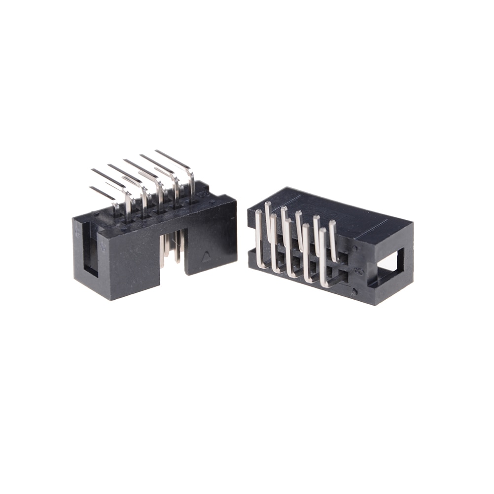 10Pcs Header Connector Dubbele Gespreid Pin Male Idc Socket Box DC3 10 Pin 2x5Pin Haakse Double Row pitch 2.54Mm