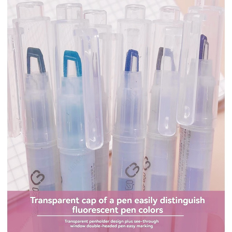 6 farver/sæt unik dobbeltspids overstregningstusch pastelfarve midtlinjemarkører markør skoleartikler