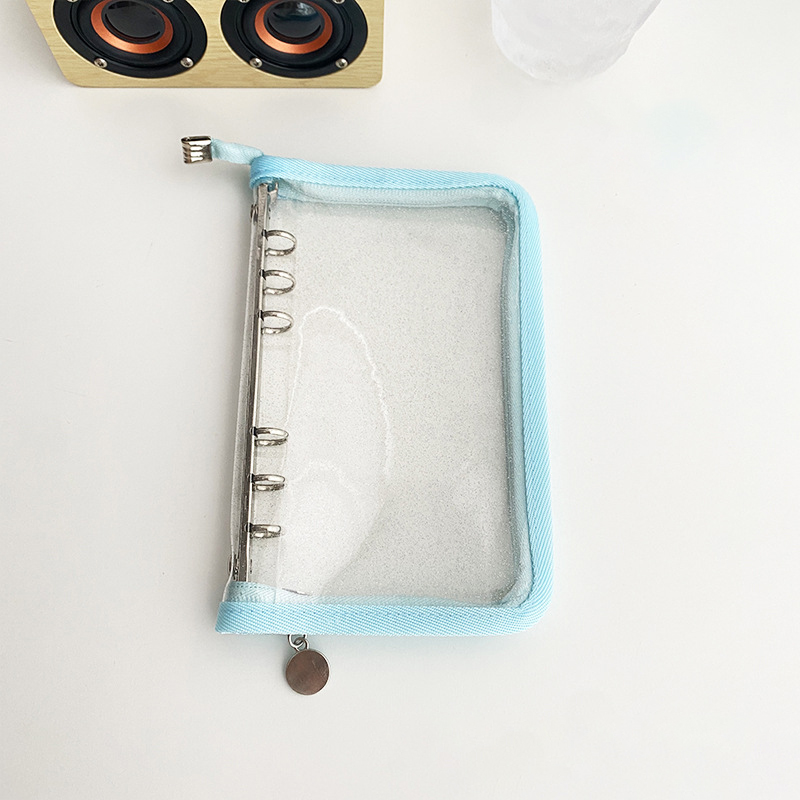 Losbladige Notebook Met Transparante Tussenlaag Draagbare Multipurpose Ritssluiting Handbook Notebook Shell Kantoor Schoolbenodigdheden: Blauw