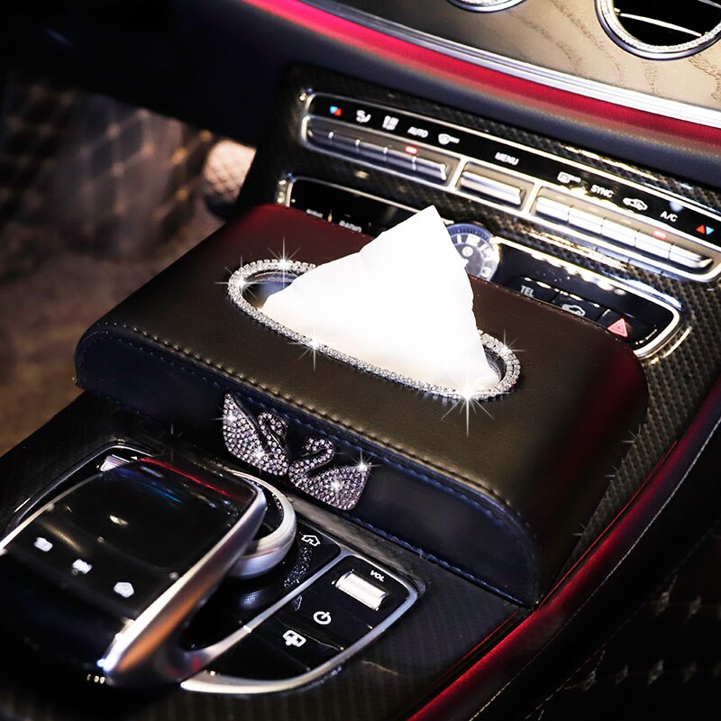 Luksus læder diamant maleri tissuekasse serviet holder bil pumpe kasse køkken væv dispenser boligindretning: B