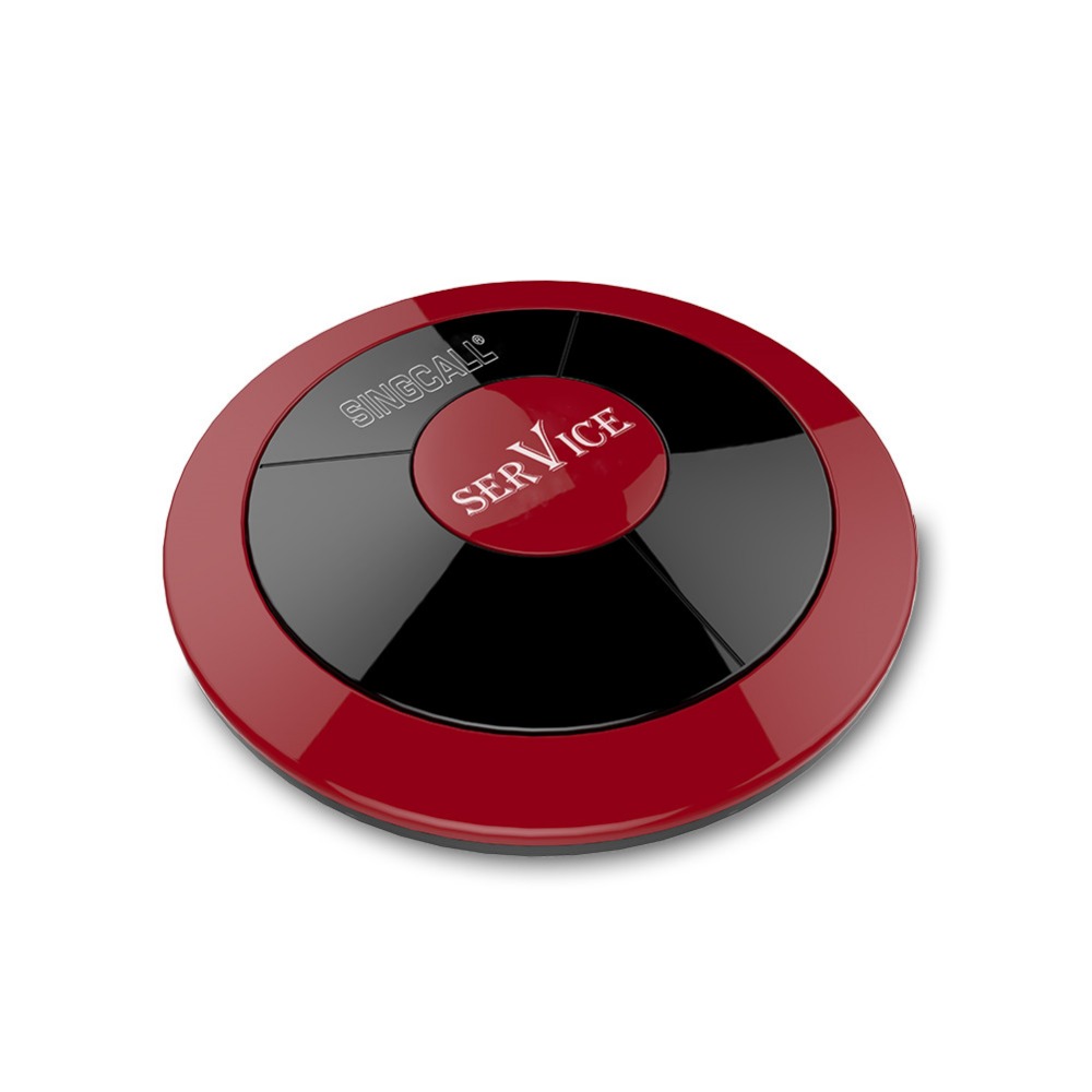Singcall draadloos oproepsysteem, een waterdichte pager voor gasten te bellen in restaurant, rode knop