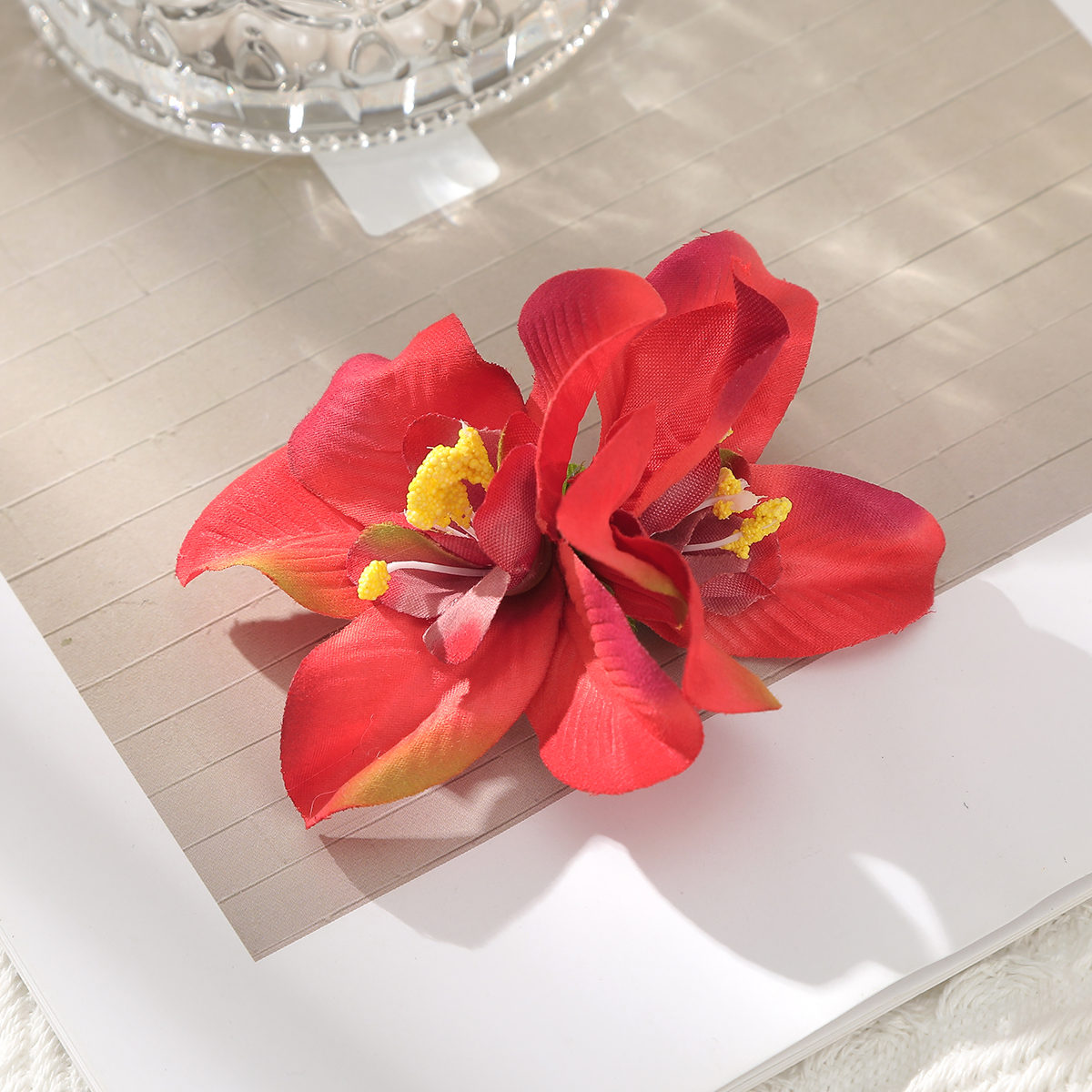 AWAYTR-horquilla de flores de Cattleya, horquillas florales artificiales, tocados de San Valentín, accesorios para el cabello para niña, para el día de la madre: Gris