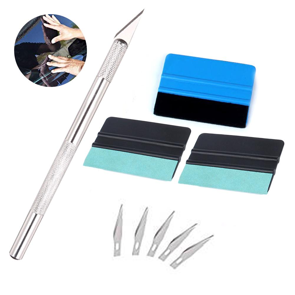 9 stk bil folie verktøy nal sett håndverkskutter med sikkerhetshette for folie film klistremerke automatisk håndverktøy