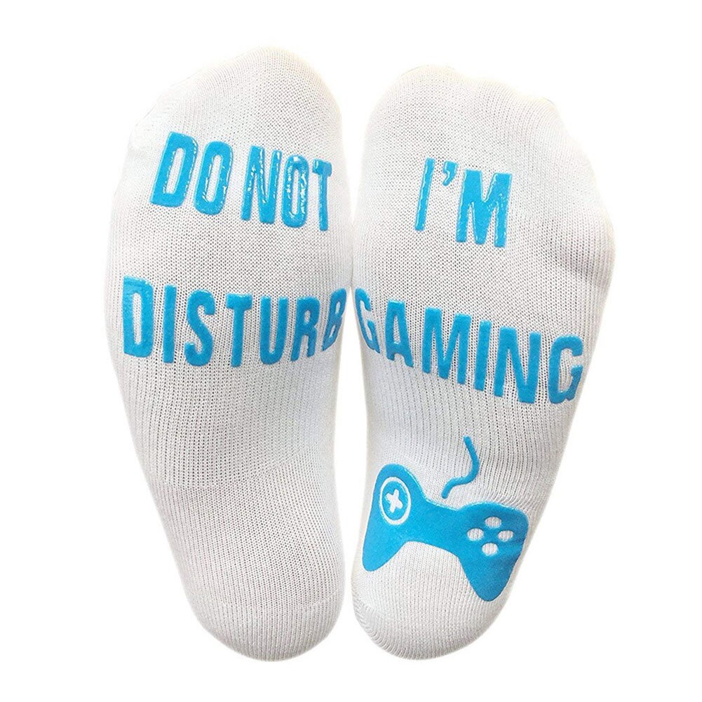 Unisexe nouveauté chaussettes ne pas déranger je suis Gaming drôle lettre imprimé chaussettes MU8669: Blue Casual Socks