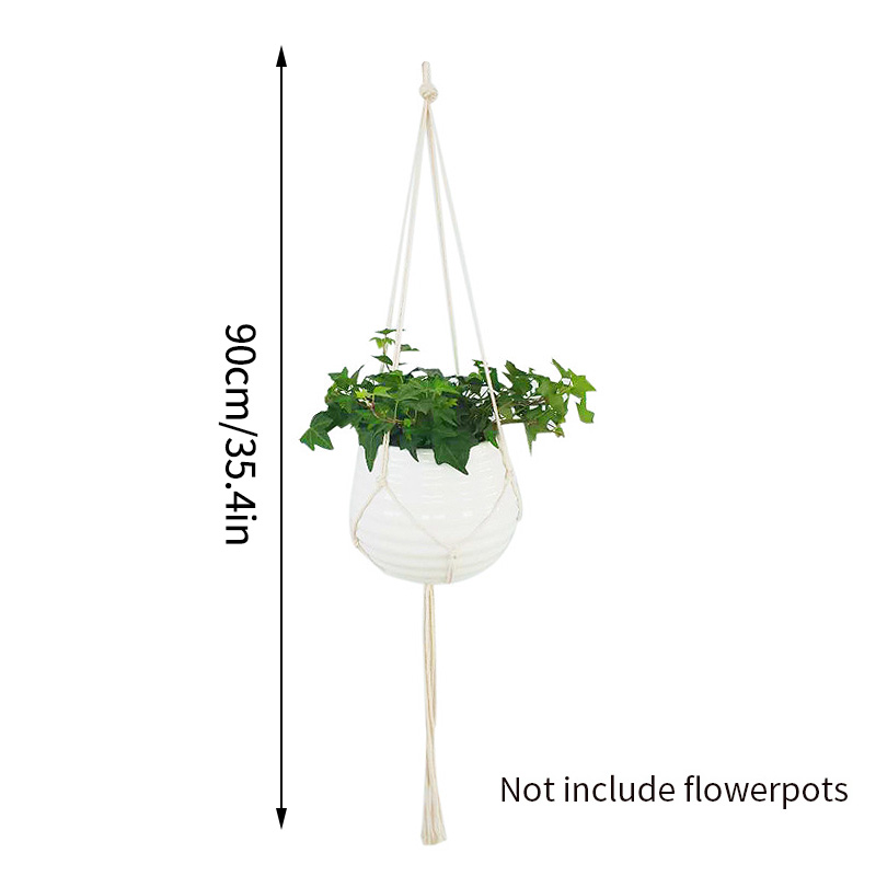 Makramee-Pflanze zum Aufhängen, Blumentopf, zum Aufhängen, Pflanzgefäß, Hängekörbe, handgefertigter Pflanzenhalter, Netz-Aufhänger für Wanddekoration: green