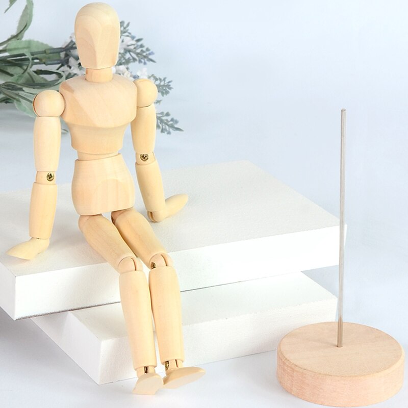 Holz Mannequin Hand Zeichnung Skizze Modell Puppe Mit Stand Beweglichen Gliedmaßen Menschliches Künstler Modell Hause Figuren Miniaturen Dekor