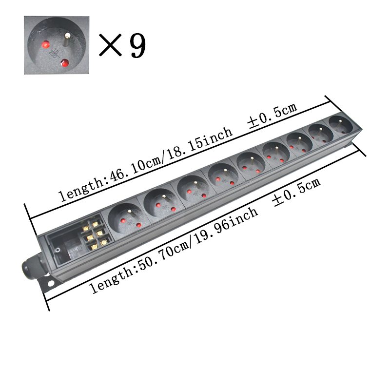 PDU power strip network cabinet rack wall desktop table bottom 1-11AC French socket with junction box No extension cable: Type 11