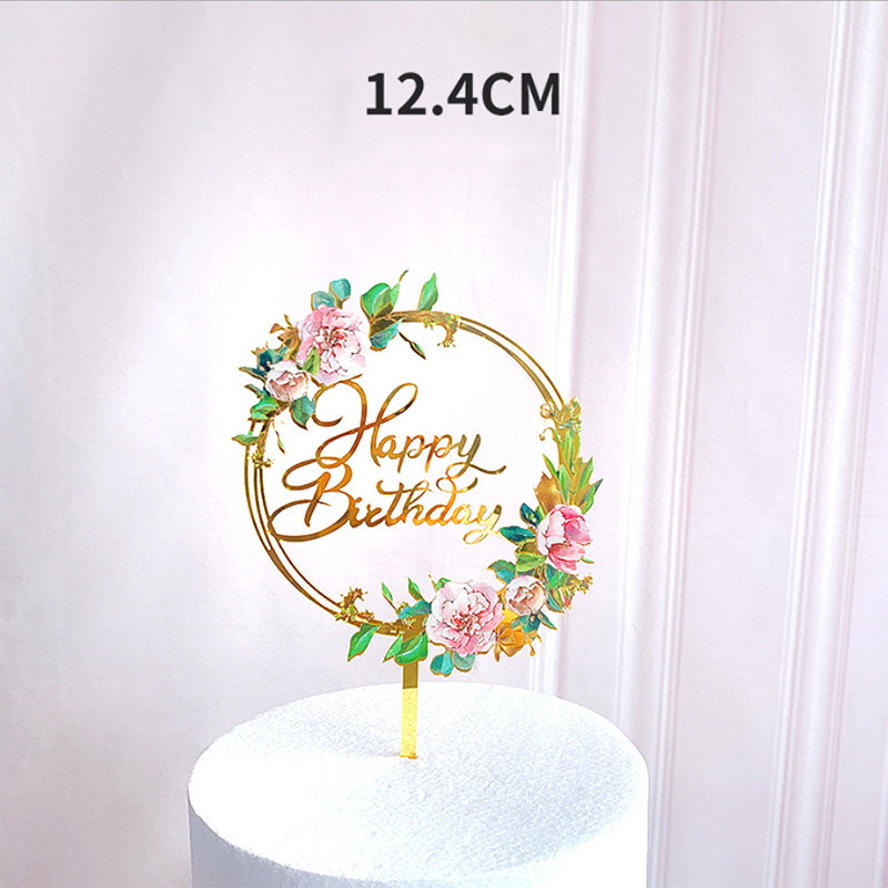 1PC kolorowe kwiaty cylinder na tort urodzinowy złoty akryl urodziny na przyjęcie deser dekoracja na niemowlę prysznic naczynia robić pieczenia