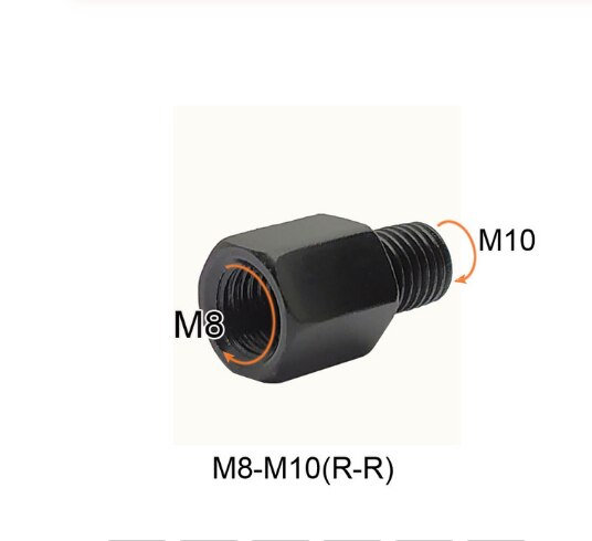 Motorcycle Scooter Black Mirror Adapter M10 M8 10MM 8MM Rearview Mirrors Adapters Right Left Hand Thread Conversion Bolt Screws: M8-M10(R-R)