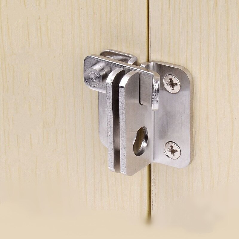 Stainless steel safety wooden door latch buckle lock lock left and right open door lock bolt hardware Furniture accessories