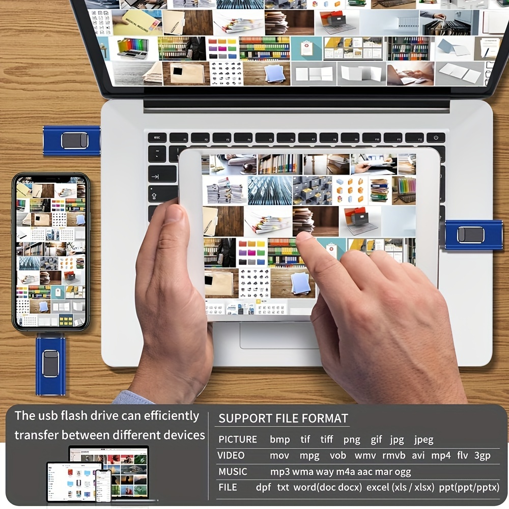 Unidad Flash 3 en 1 para iPhone, 128GB, 3,0 GB, 256GB, USB, Mirco, Compatible con teléfono móvil
