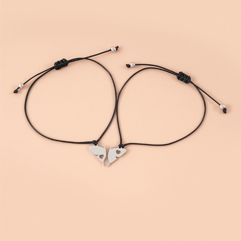 Holle Stiksels Vlinder Geweven Paar Armband Beste Vriend Bijpassende Armband: Default Title