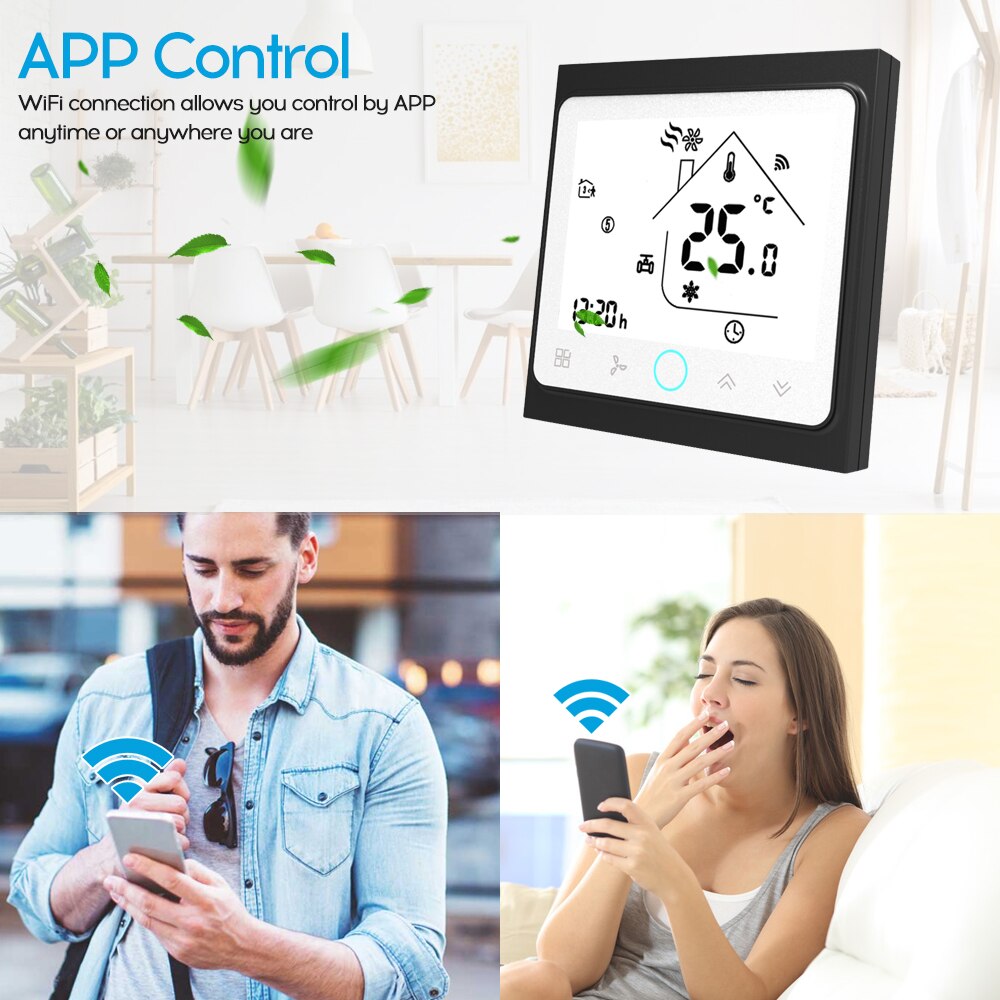 WiFi Smart Thermostat Voice Intelligent Room Thermostat LCD Digital Programmable Temperature Controller for Air Conditioner