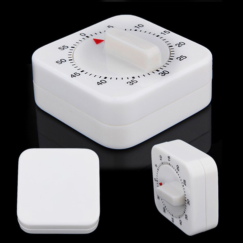 60 Minutes Kitchen Timer Count Down Alarm Reminder White Square Mechanical Timer for Kitchen JAN88
