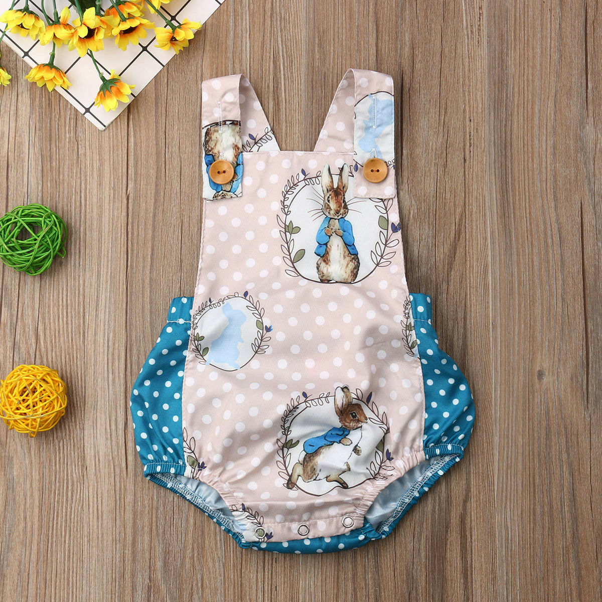 Rabbit Patchwork newborn baby bodysuits sleeveless Printed baby clothes Square Neck 0-18M baby Jumpsuit Cotton clothing Infant