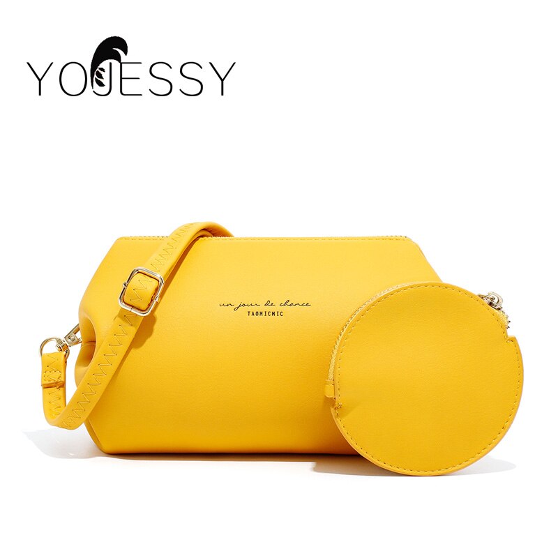 YOJESSY Yellow Soft PU Leather Crossbody Bags For Women Small Mini Lady Shoulder Messenger Bag Handbags Bag