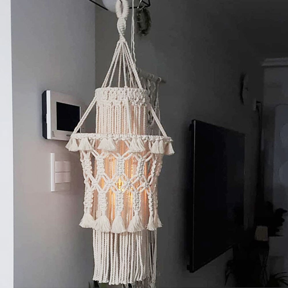 Boheme indretning macrame gobelin lampeskærm lampe skorsten hængende væg håndvævet lysekrone værelse kaffe restaurant boligindretning