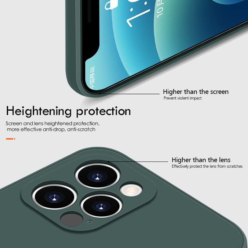 Für iPhone 12 Pro Max Fall Gerade Kante Flüssige Silicon Abdeckung Weiche Telefon Fall Für 12 Mini Stoßfest Volle Protectiver fall