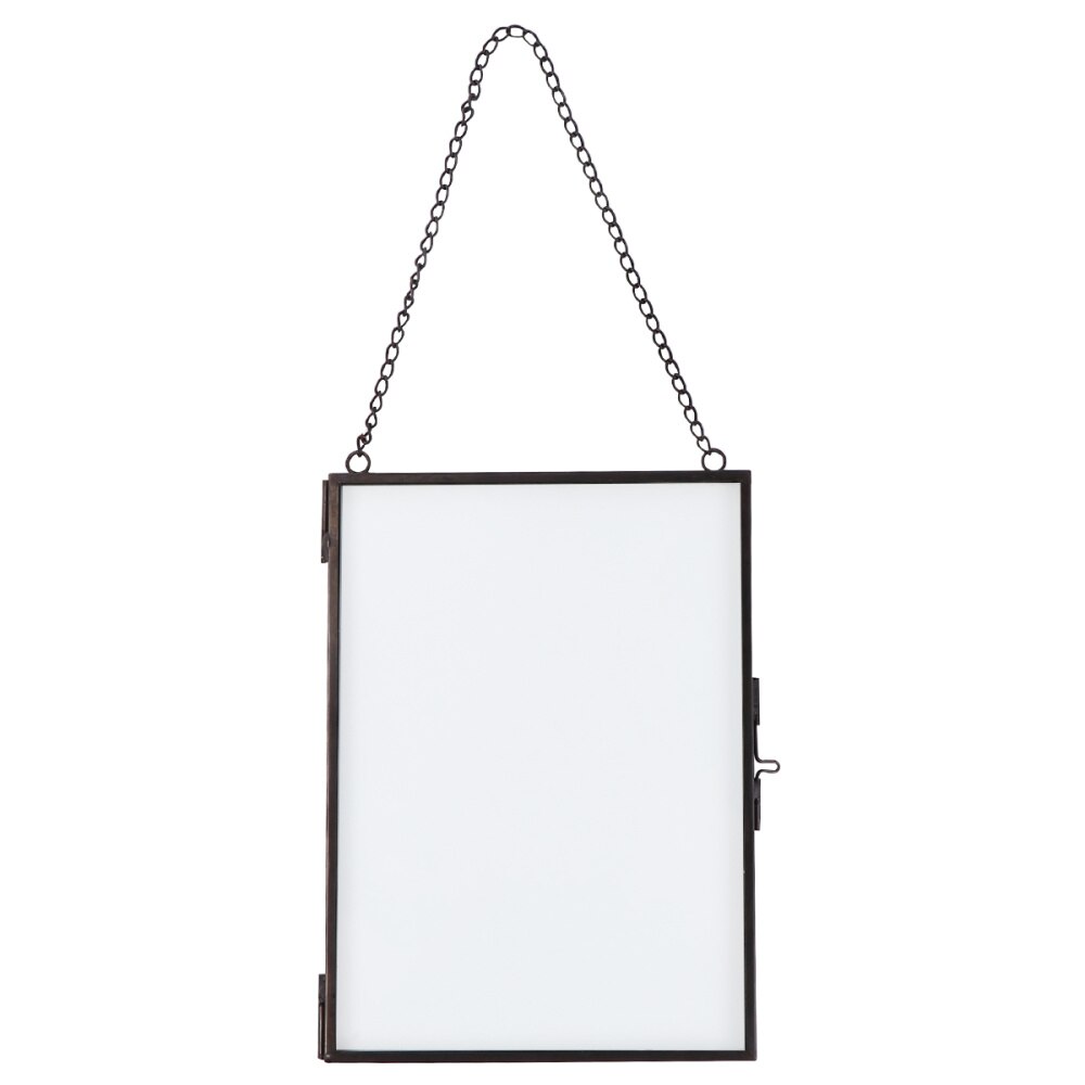 Clip para foto de Prame de cristal colgante, marcos de fotografía decorativos, soporte para espécimen, Marcos colgantes para fotos, marcos de decoración de pared: Black