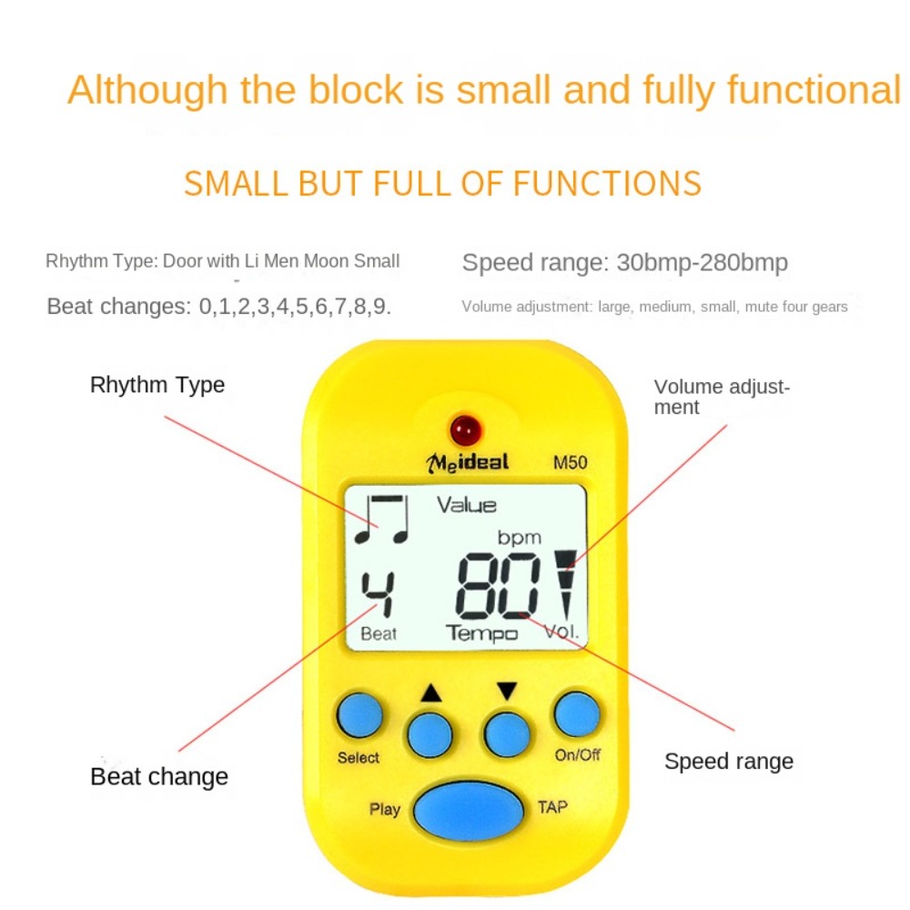 Lcd mini metronom dobbeltkanals clip-on lomme metronom praktisk plast digital beat tempo metronom guitar
