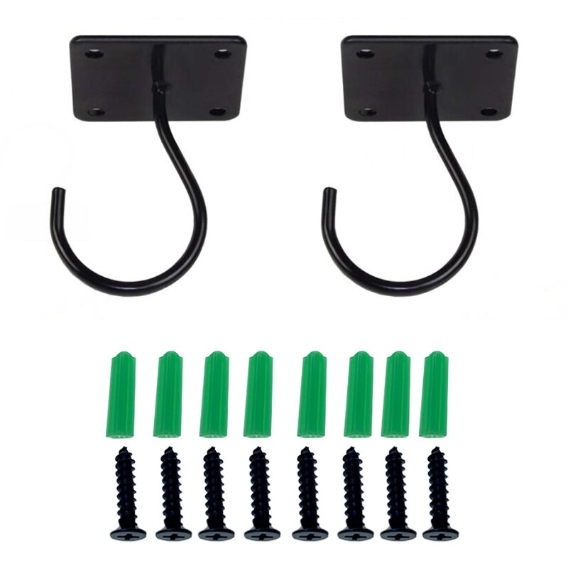 2Pcs Metal Heavy Duty Plant Plafond Haken Met Montage Schroeven Houden Tot 20Kg: Black