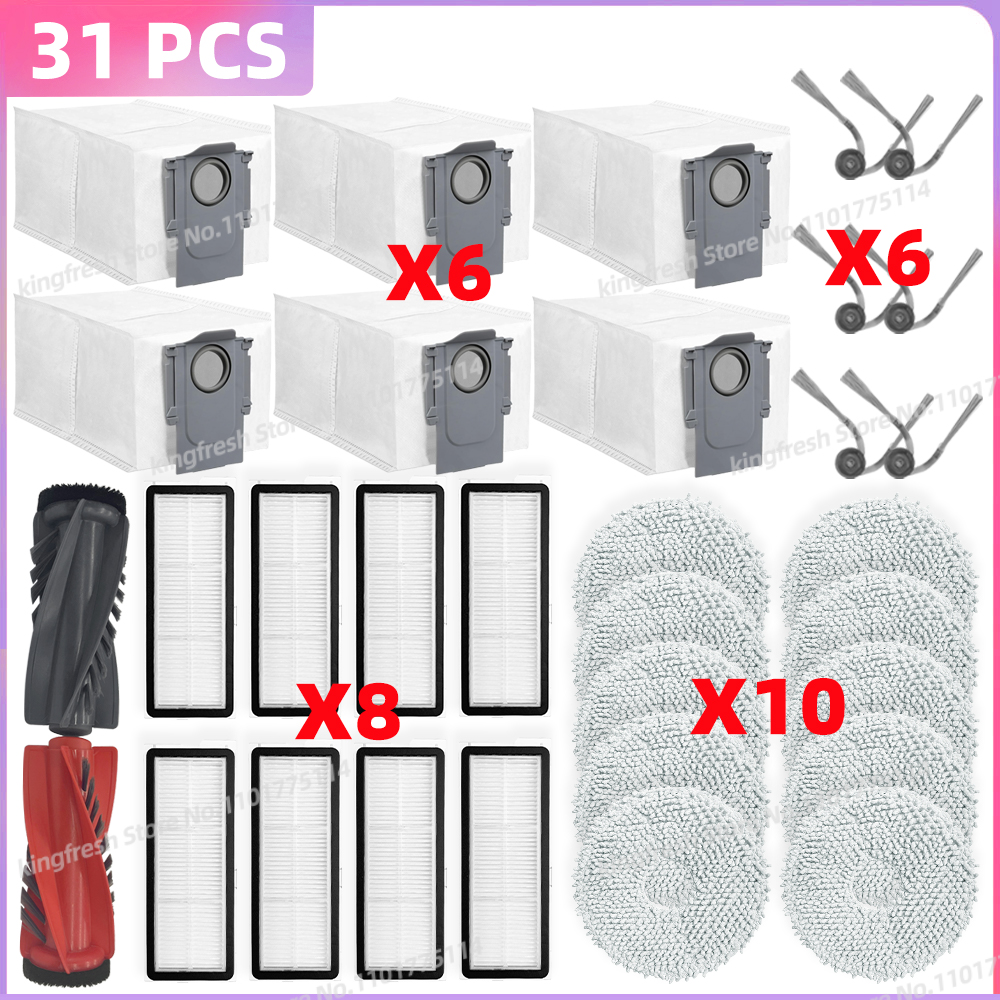 Fit For (Roborock Qrevo Curv / S5X / 5A1 / 5XC / 5AE / CurvC ) Vacuum Parts Main Roller Side Brush Filter Mop Cloth Dust Bag