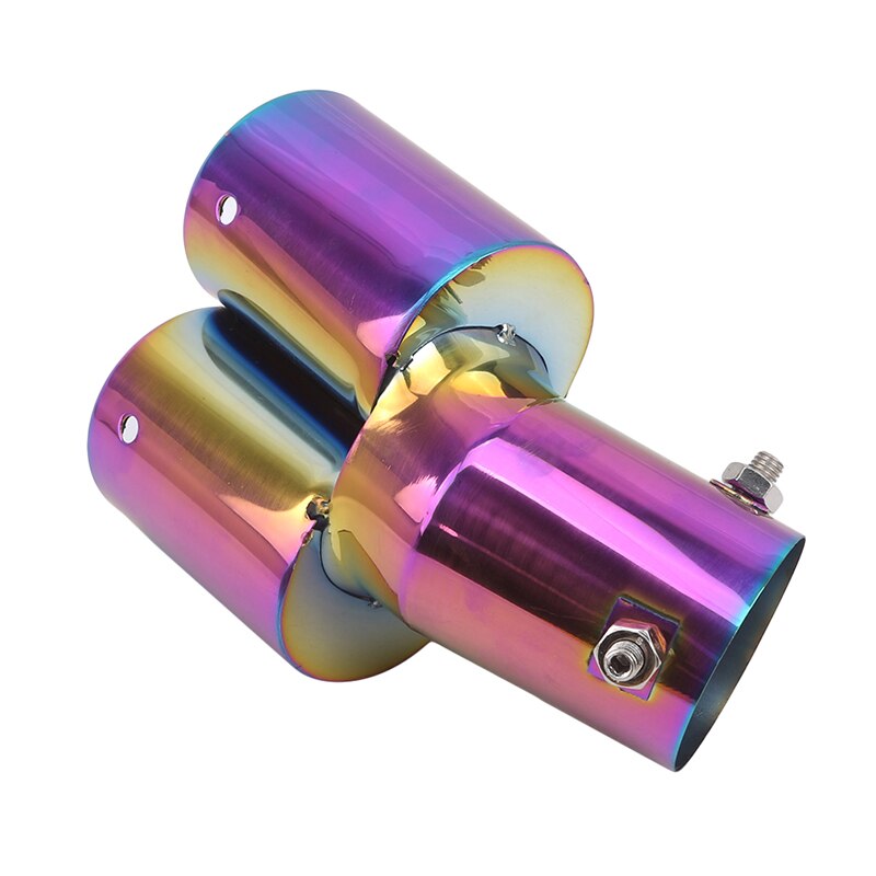 Tubo de escape Universal de acero inoxidable, extremo liso, doble salida, accesorios para coche, 1 unidad
