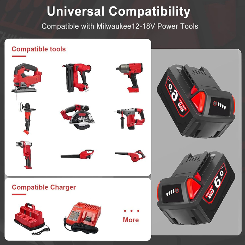 Original For Milwaukee Batteries M18B5 XC Lithium Battery 18v 5.0/6.0 battery charger For Milwaukee M12 3.0/5.0/6.0/9.0Ah M18