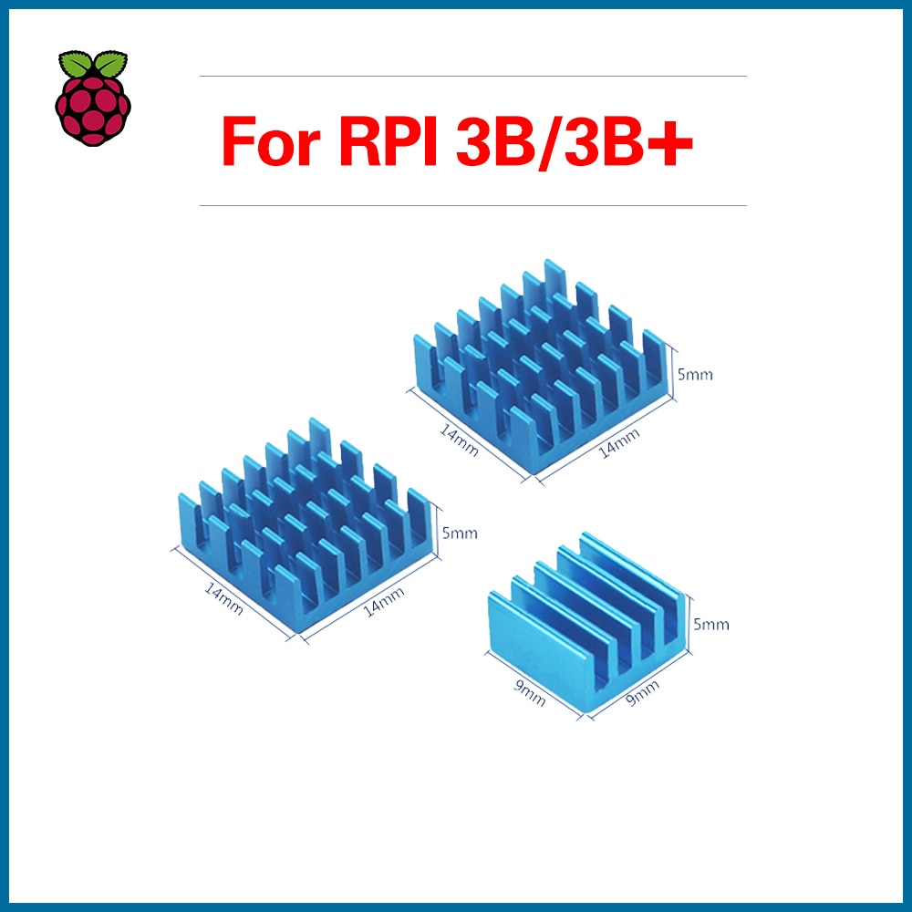 S ROBOT framboise Pi 3 dissipateur de chaleur bleu aluminium radiateur refroidisseur radiateur ensemble de refroidissement RPI140