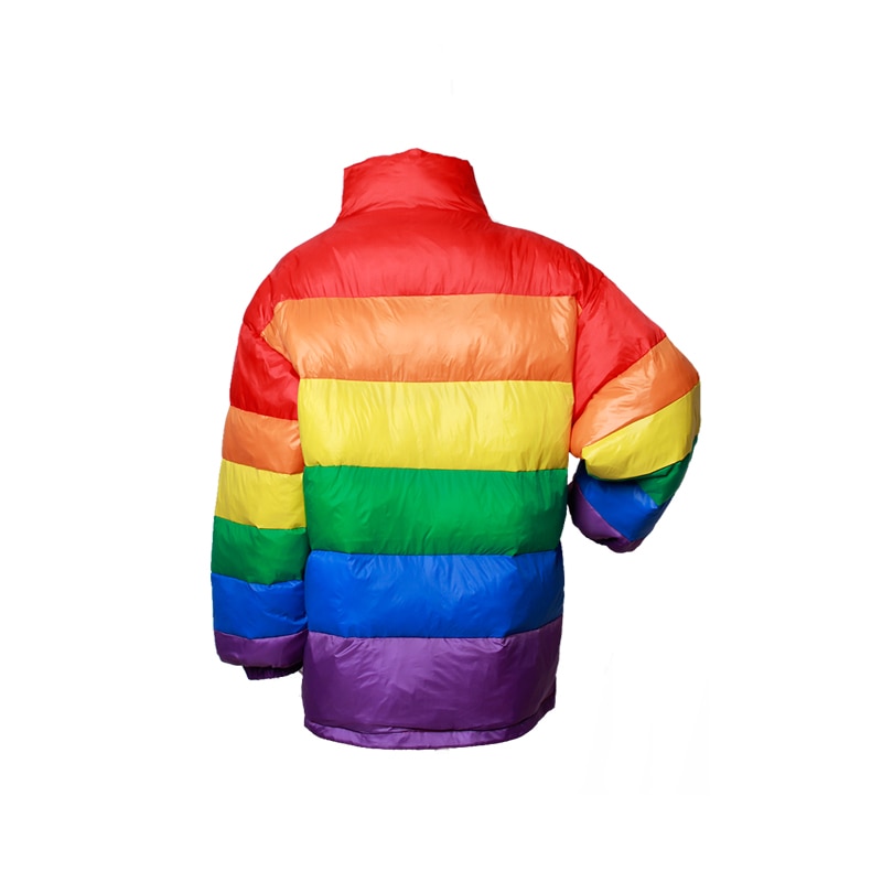 Chaqueta informal de invierno u-swear harajuku para mujer, parka acolchada con arcoíris, abrigo holgado a rayas de talla grande, chaqueta para mujer